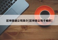 区块链通公司简介[区块链公司干嘛的]