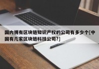 国内拥有区块链知识产权的公司有多少个[中国有几家区块链科技公司?]