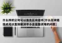 什么样的公司可以推出区块链币[什么区块链技术可以直接解决中小企业融资难的问题]